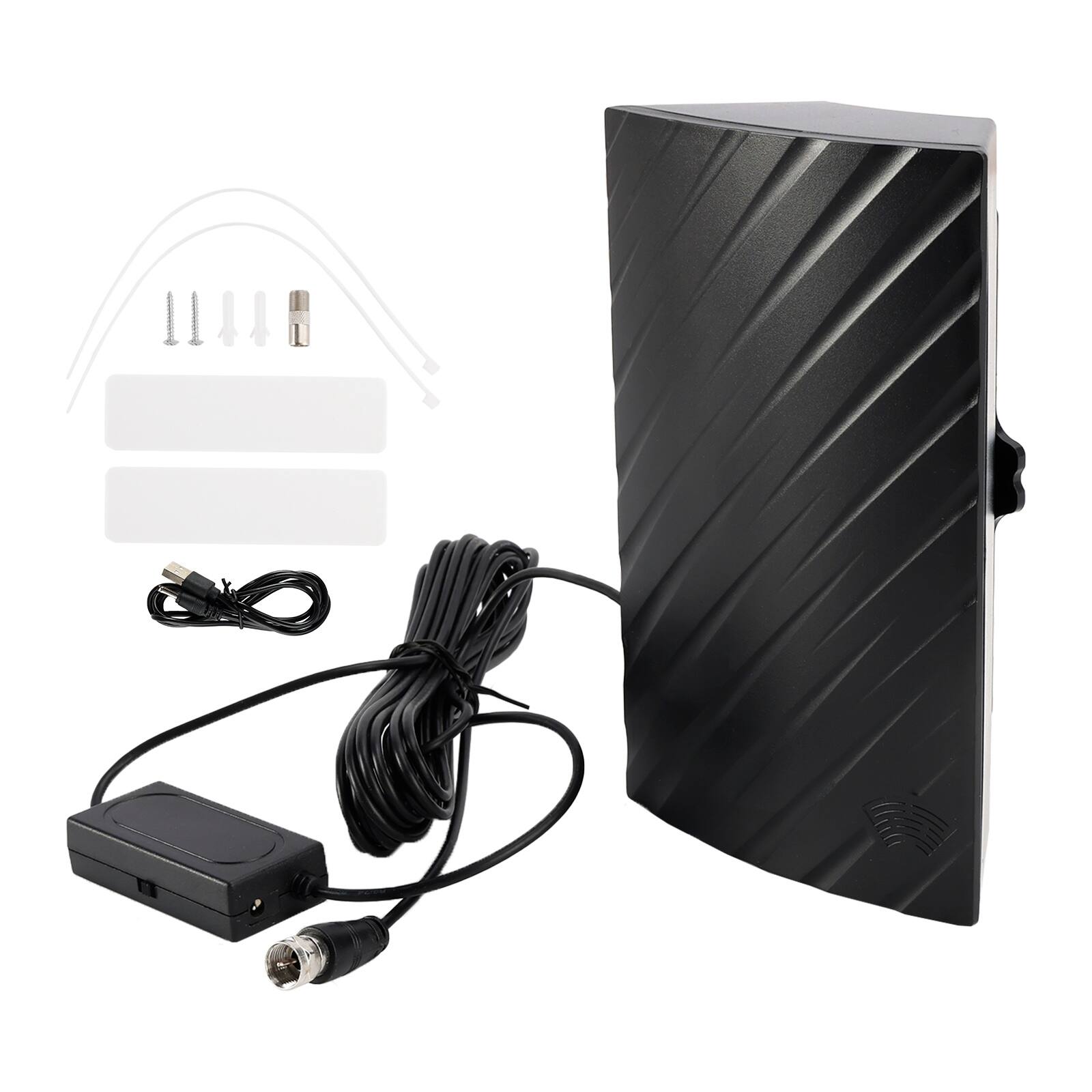 Topteng - ATSC/DVB-T2/DTMB/ISDB Digital TV Antenna - 300-500 Mile Long Range, Dual Amplifier, 4K Support, with 16.5ft Cable - Black