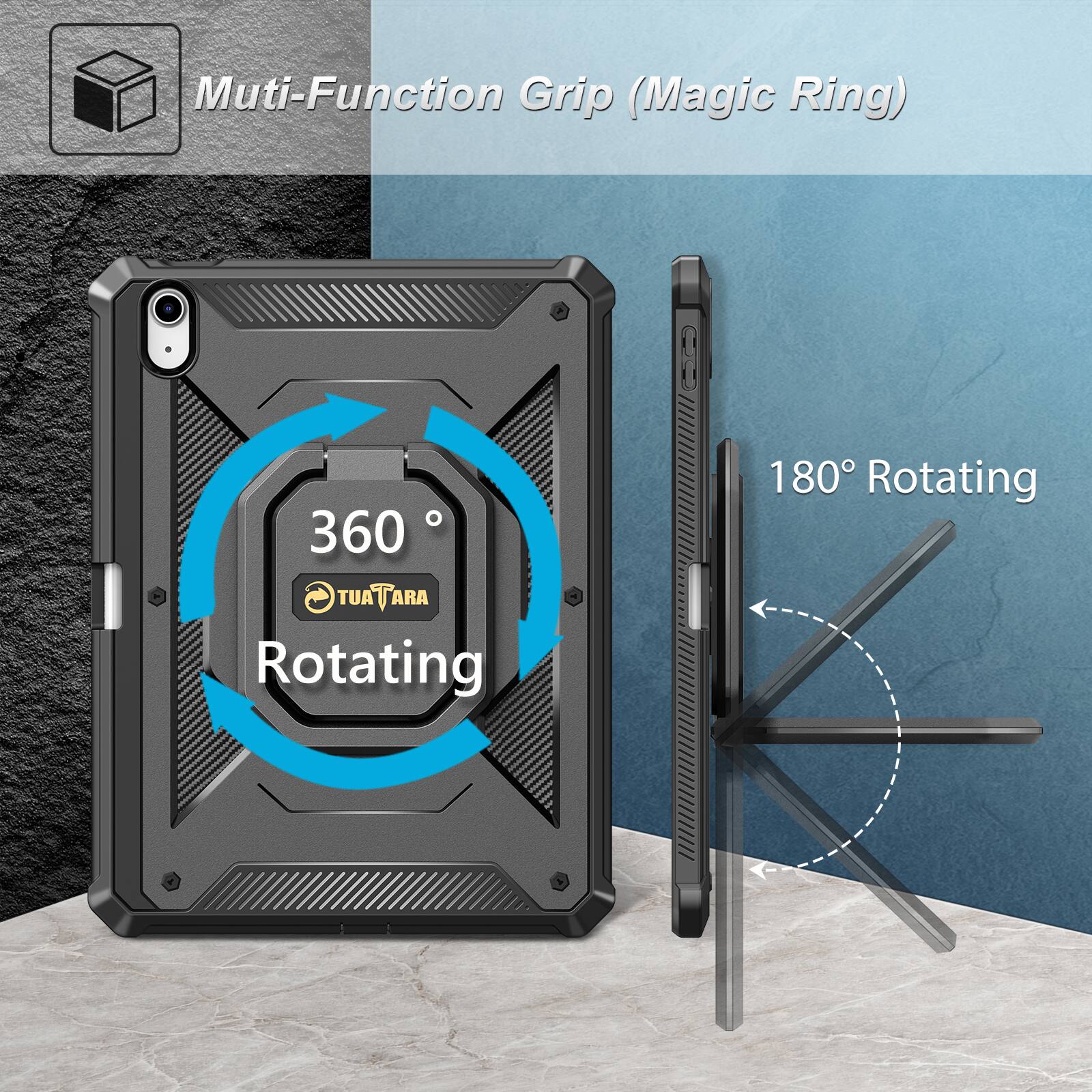 Multi-Function Grip (Magic Ring)  
360° Rotating  
180° Rotating