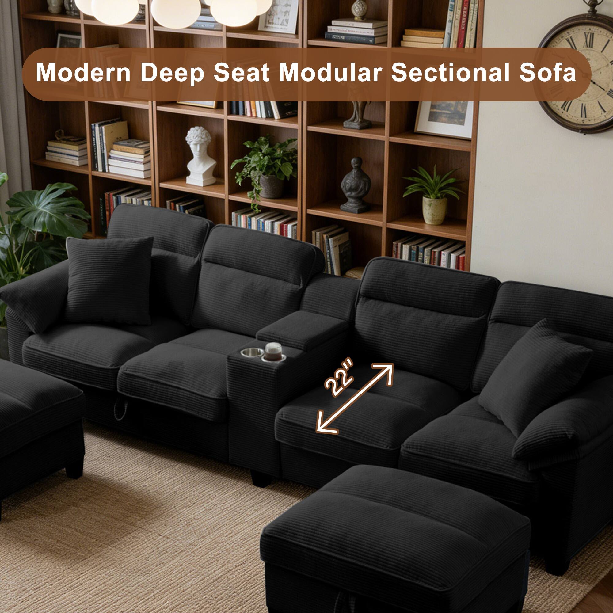 Modern Deep Seat Modular Sectional Sofa 42"