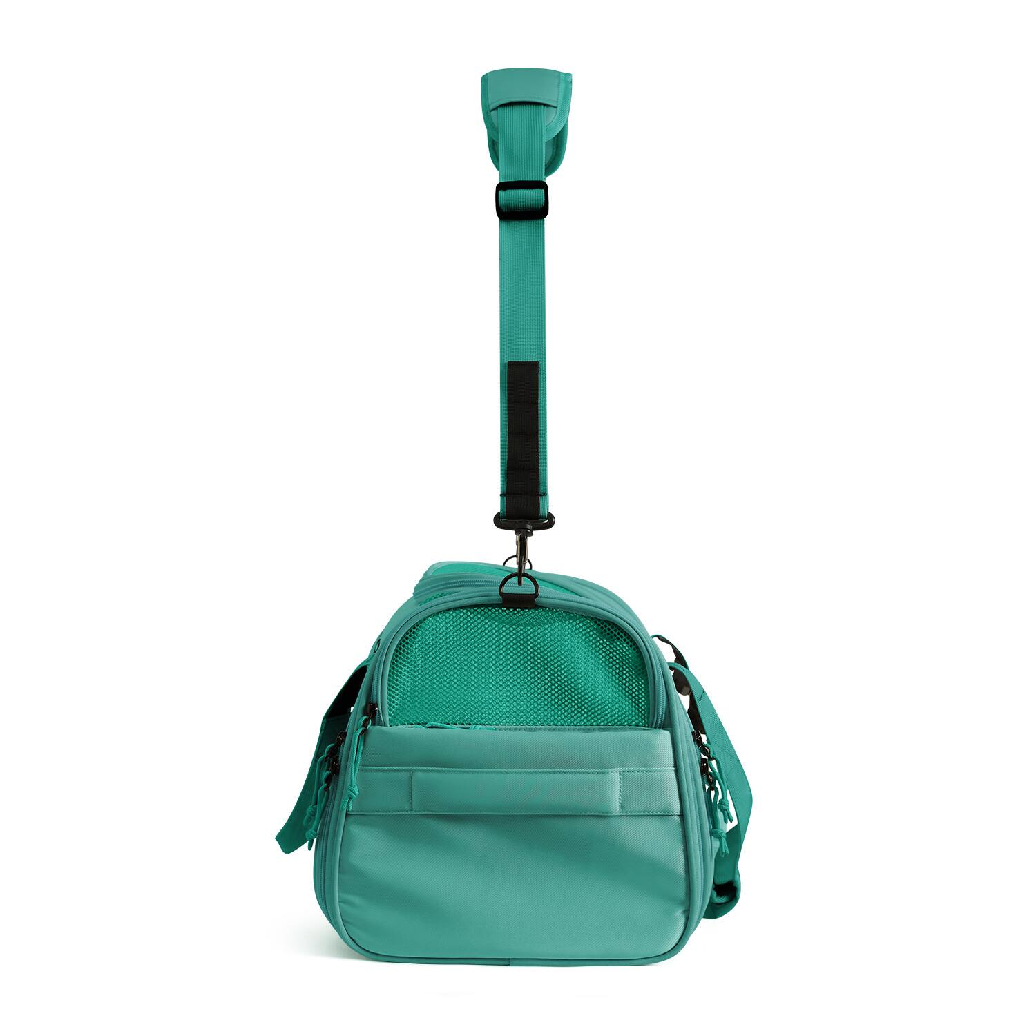 Angle. Bagsmart - Rollover Pet Travel Carrier, Convertible Airline-Compliant Sling Bag with Removable Pet Bed for Travel & Everyday Use - Agate Green.