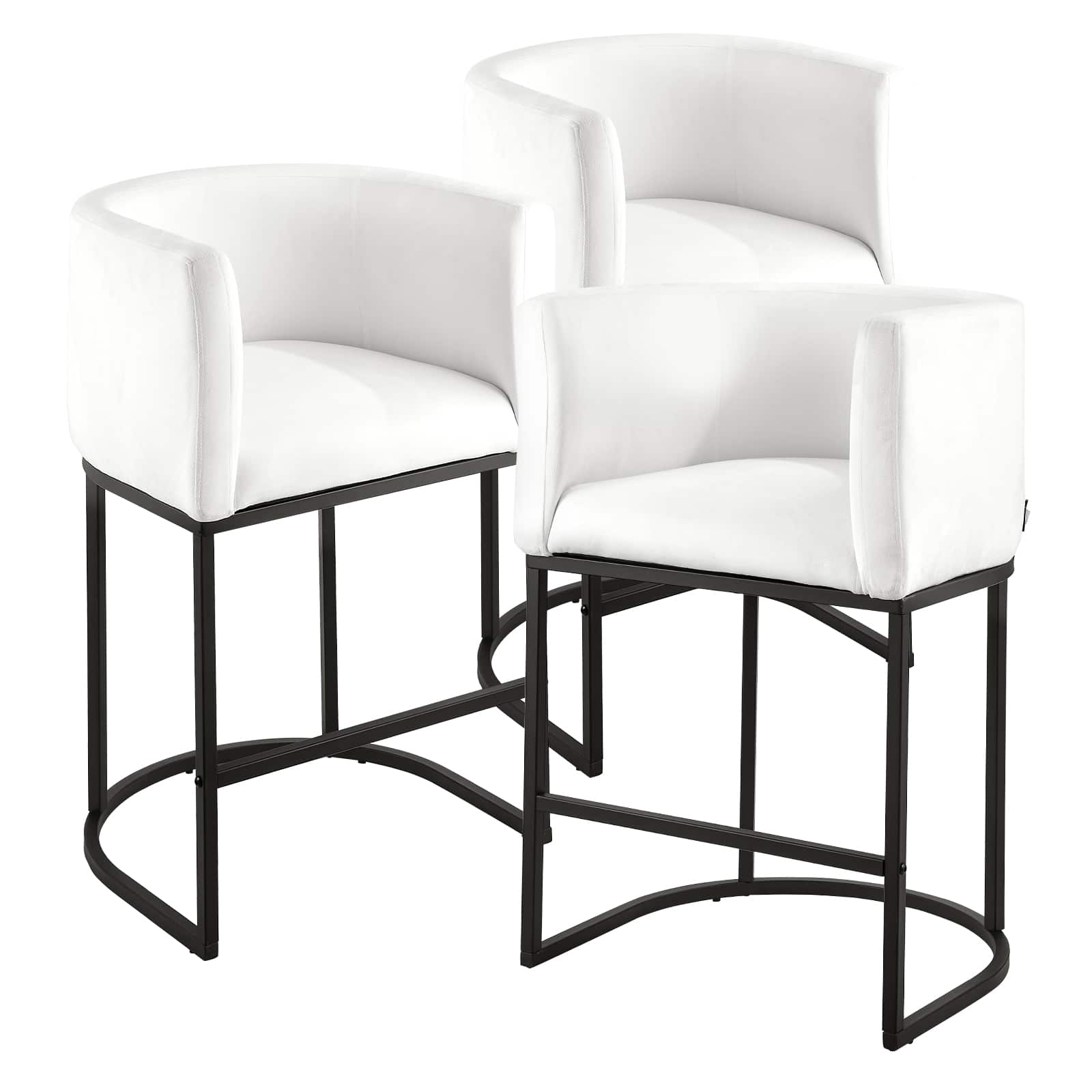 Photos - Chair Vevor  Set of 3 Counter Height Bar Stools, 25-inch  with Backrest, Armrests, Metal Frame, and Footrest - White HC-504 