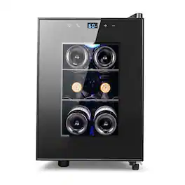 Yeego - 6 Bottle Wine Refrigerator Cooler Mini Wine Cellar with Digital Temperature Control Thermoelectric Wine Cooler - Black
