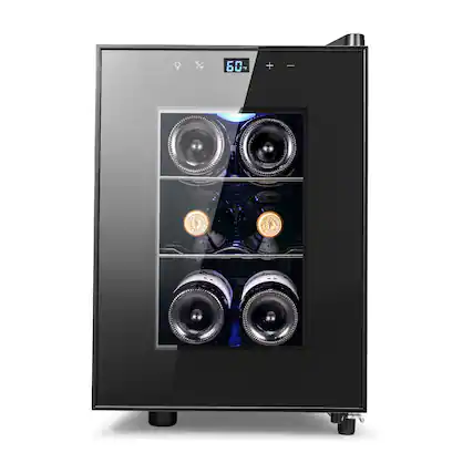 Front. Yeego - Yeego 6 Bottle Wine Refrigerator, Mini Wine Cooler with Digital Temperature Control, Countertop Wine Cooler for Wine Ent - Black.