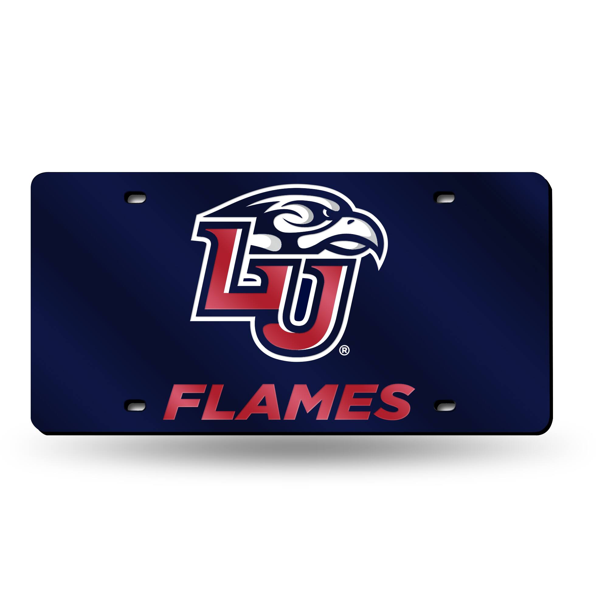 Liberty Flames Blue Mirrored Laser Cut License Plate Laser Tag