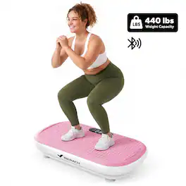 MERACH - Vibration Plate Exercise Machine, 13mm Amplitude, 10 Speeds, Auto Speed Change, Bluetooth Speaker, 440 LBS - Pink