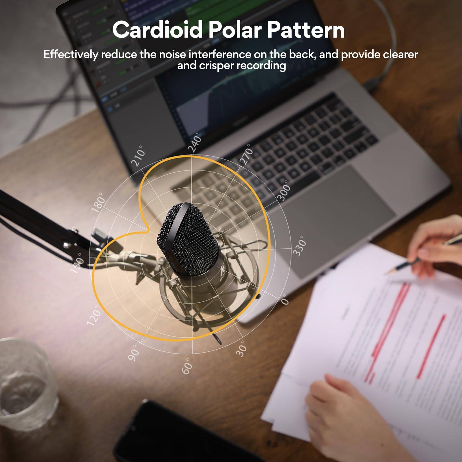 Cardioid Polar Pattern

Effectively reduce the noise interference on the back, and provide clearer and crisper recording.