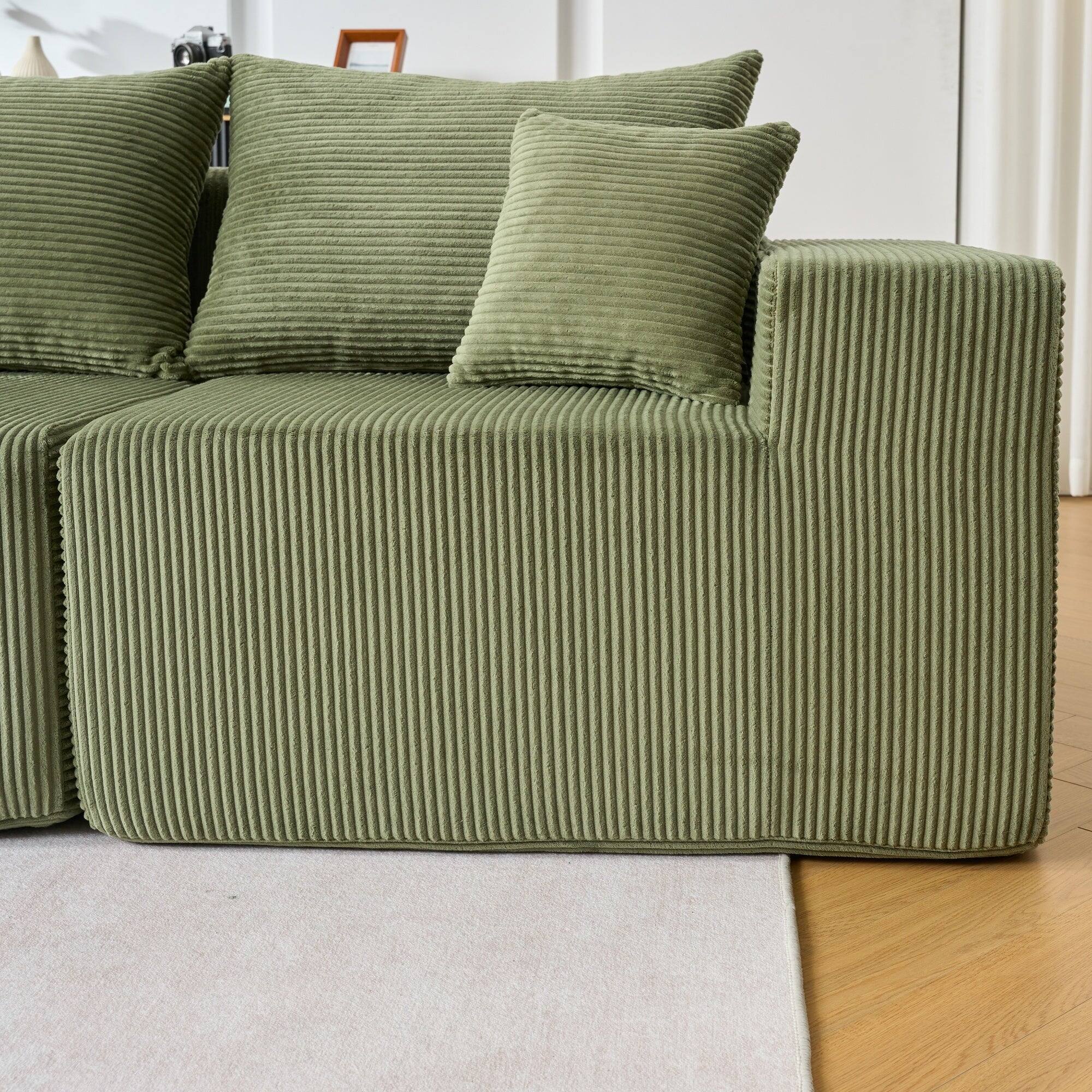 Alt View 8. Boyel Living - Compressed Modular Green Corduroy Sofa No Assembly Required 4-Seat - Green.