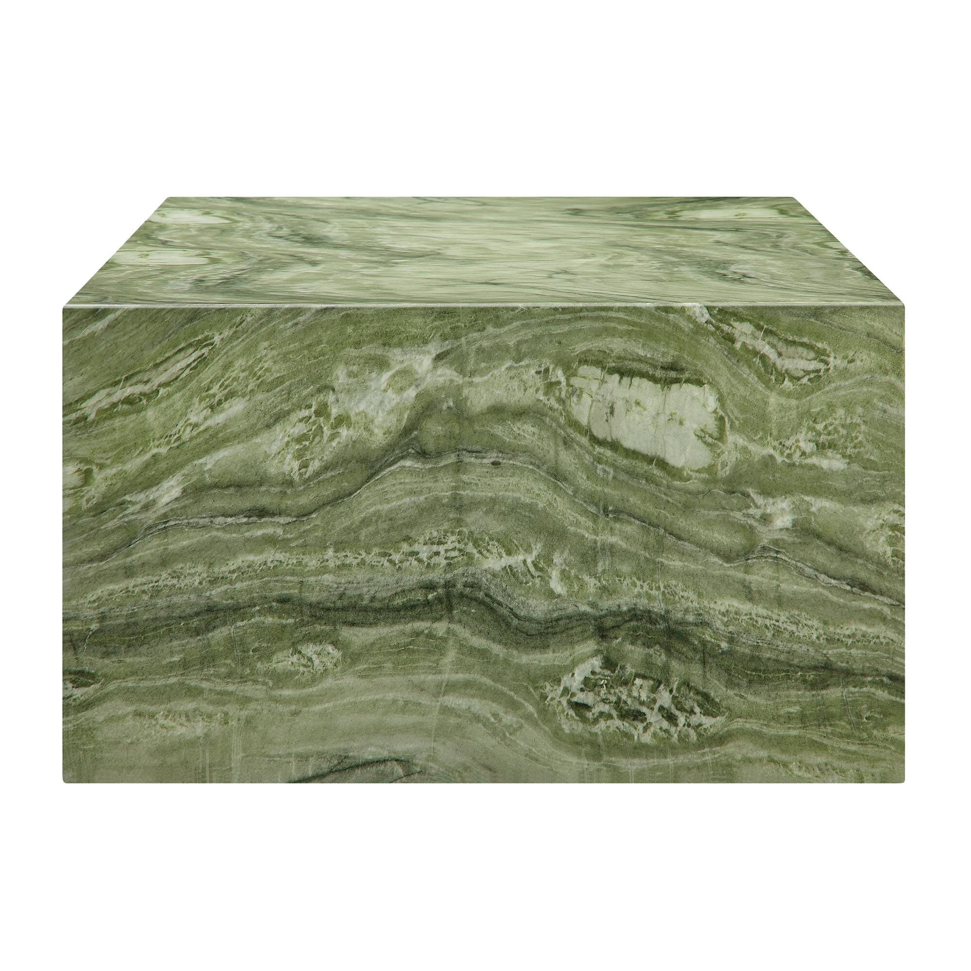 Alt View 4. Modway - Jordana Square Plinth Indoor - Outdoor Patio Concrete Coffee Table by Modway - Green Marble.