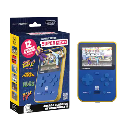 Licensed by CAPCOM
COMPATIBLE WITH EVERCADE CARTRIDGES
CAPCOM EDITION
12 SUPER ARCADE CLASSICS BUILT-IN
STREET FIGHTER II
MEGA MAN
1942
HYPER MEGAI TECH: ARCADE CLASSICS #2 IN YOUR POCKET!
HYPER MEGAI TECH: SELECT
Y B A START - E (Everyone)