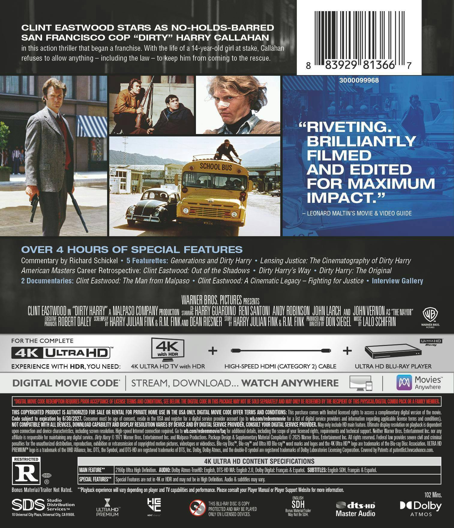 Back. Dirty Harry (4K Ultra HD) [UHD].