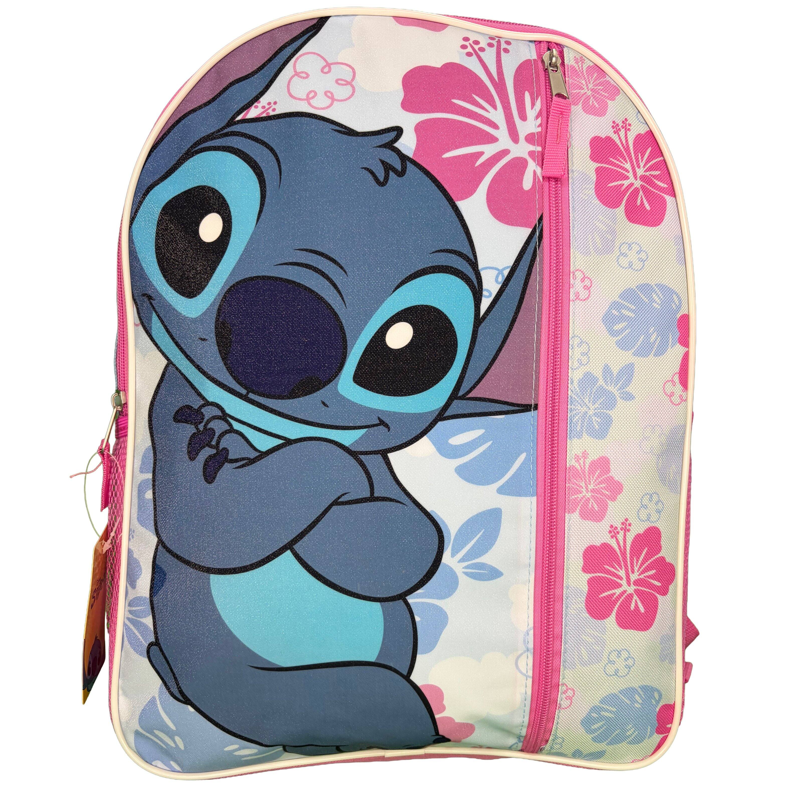 Alt View 1. Disney - Fast Forward Disney Stitch Kids 16" Blue and Pink School Backpack with 1 Vertical Front Pocket for Girls - Blue.