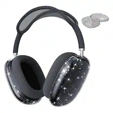 Front. Kitcheniva - Soft TPU Clear Protective Case For AirPods Max Headphones Glittering Black - Glittering Black.