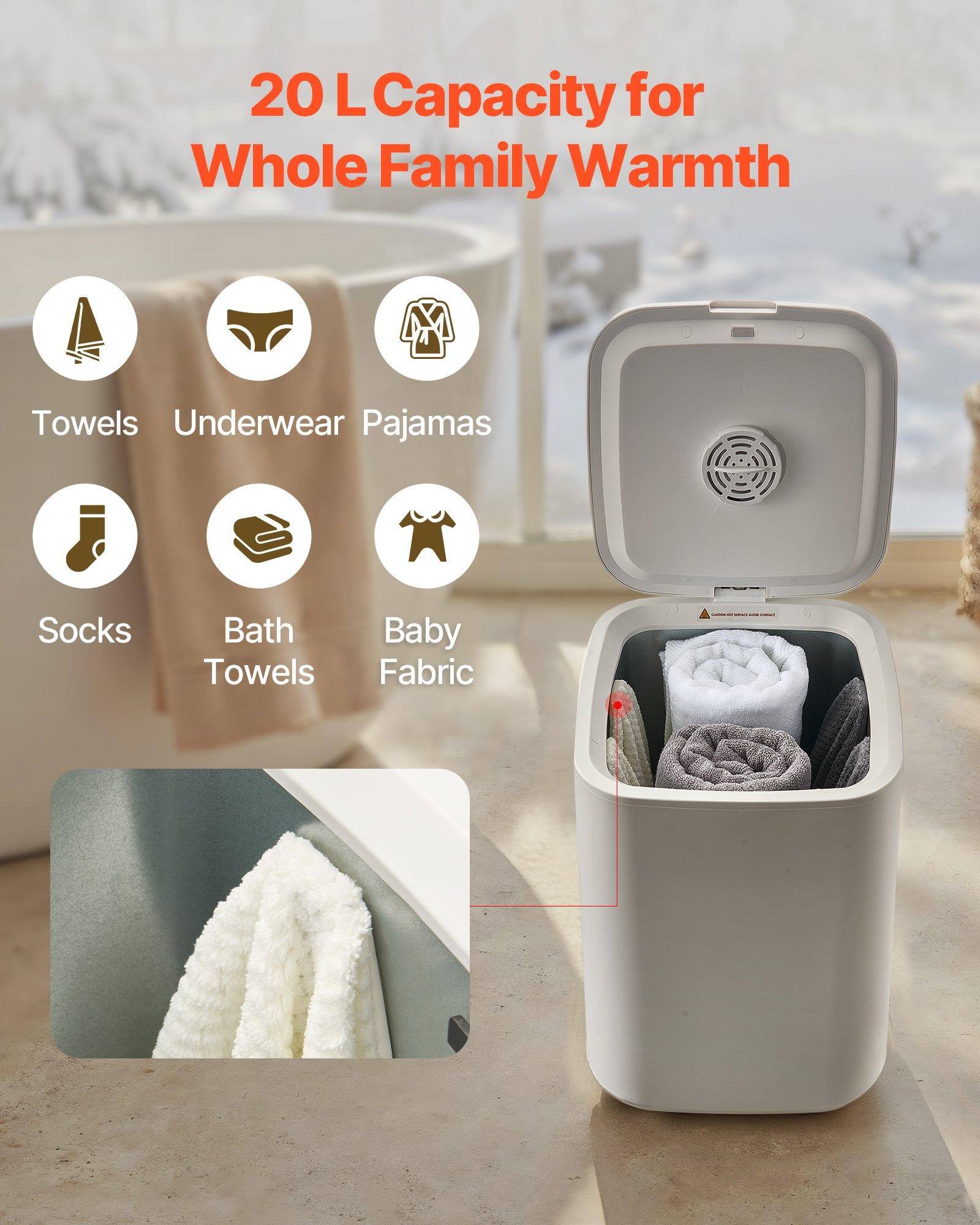 20 L Capacity for Whole Family Warmth

- Towels
- Underwear
- Pajamas
- Socks
- Bath Towels
- Baby Fabric