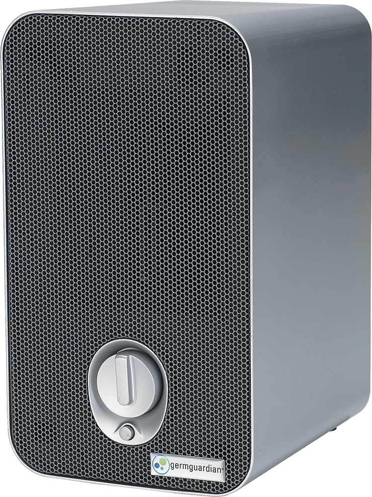 Left View: GermGuardian - 75 Sq. Ft Tabletop Air Purifier - Gray