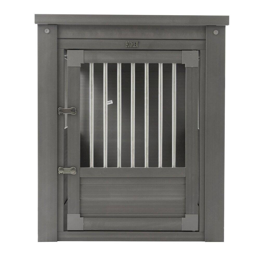 Left. New Age Pet - ECOFLEX Dog Crate End Table - Grey Large.