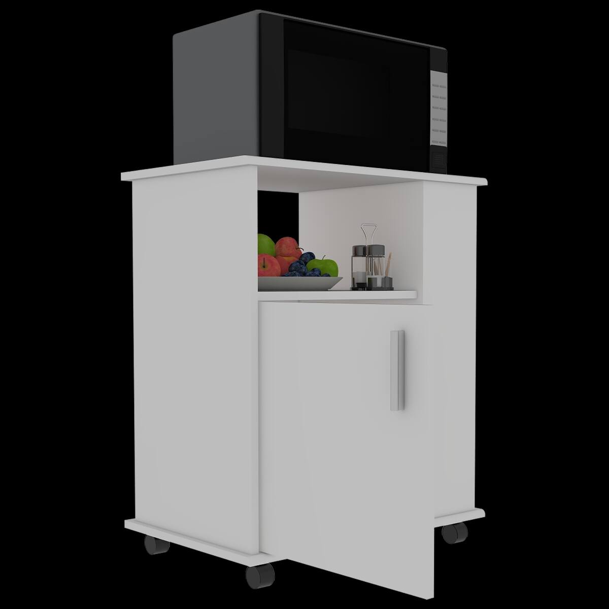 Alt View 2. Loheer - Loheer White Microwave Stand Single Door Kitchen Cabinet 29-Inch High Pantry - White.