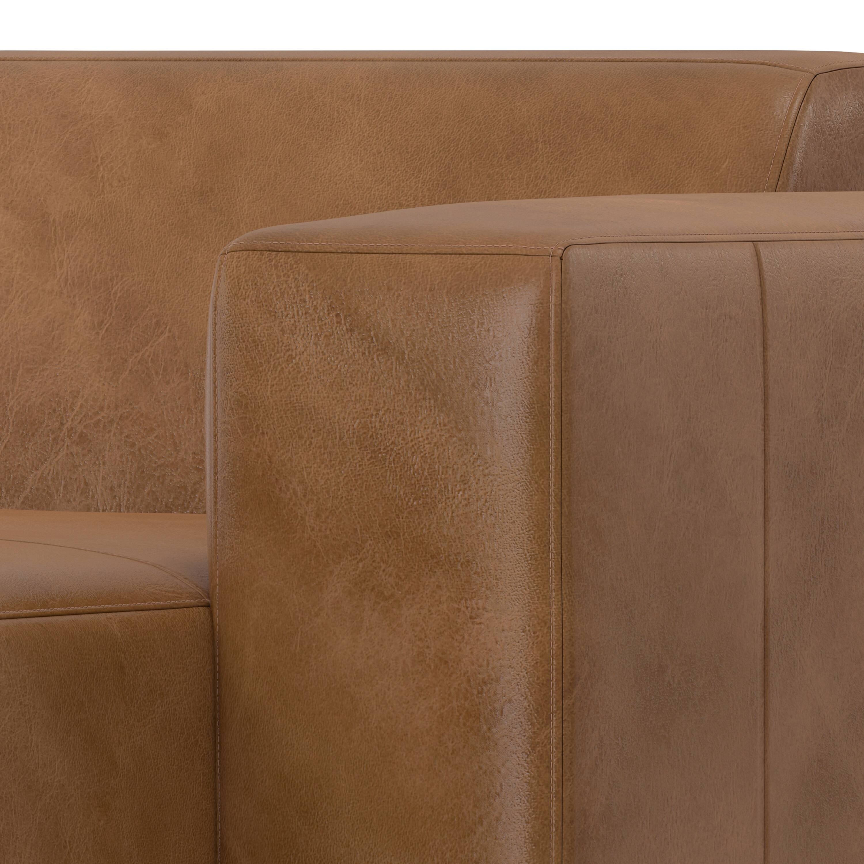 Alt View 6. Simpli Home - Rex Right Chaise Sofa Module in Genuine Leather - Caramel Brown.