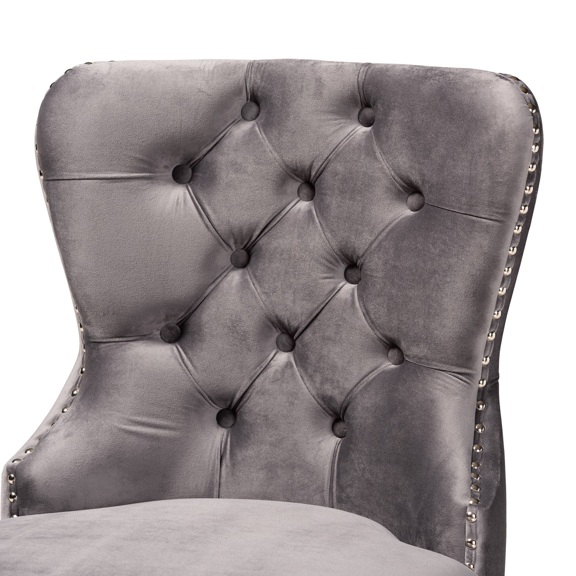 Back. Baxton Studio - Howell Modern Transitional Velvet Upholstered and Finished Wood 2-Piece Counter Stool Set - Grey/espresso brown.