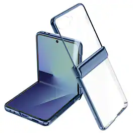 Dteck - Rugged Case for Samsung Galaxy Z Flip8 with Built-in Screen Protector & Hinge Protection Shockproof Clear Cover - Darkblue