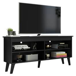 Madesa - Compact TV Stand with 4 Open Shelves and Cable Management 53"L Media Storage Living Room and Bedroom - Black