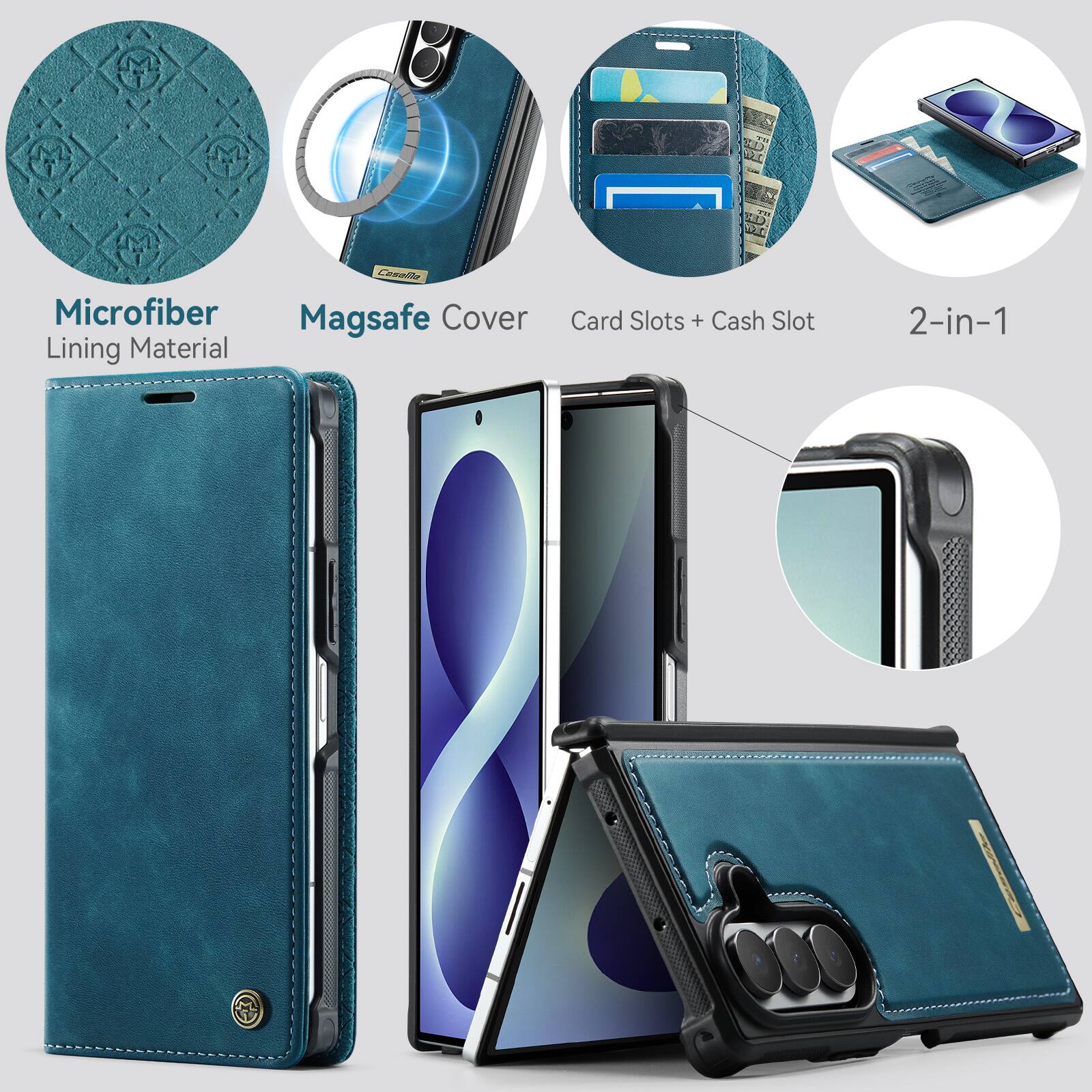 Microfiber Lining Material  
Magsafe Cover  
Card Slots + Cash Slot  
2-in-1