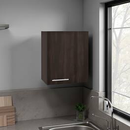 TuHome - Manchester Wall Cabinet, 19.7" W x 23.6" H Wall Mounted Storage with 1 Door and 2 Interior Sh - Brown