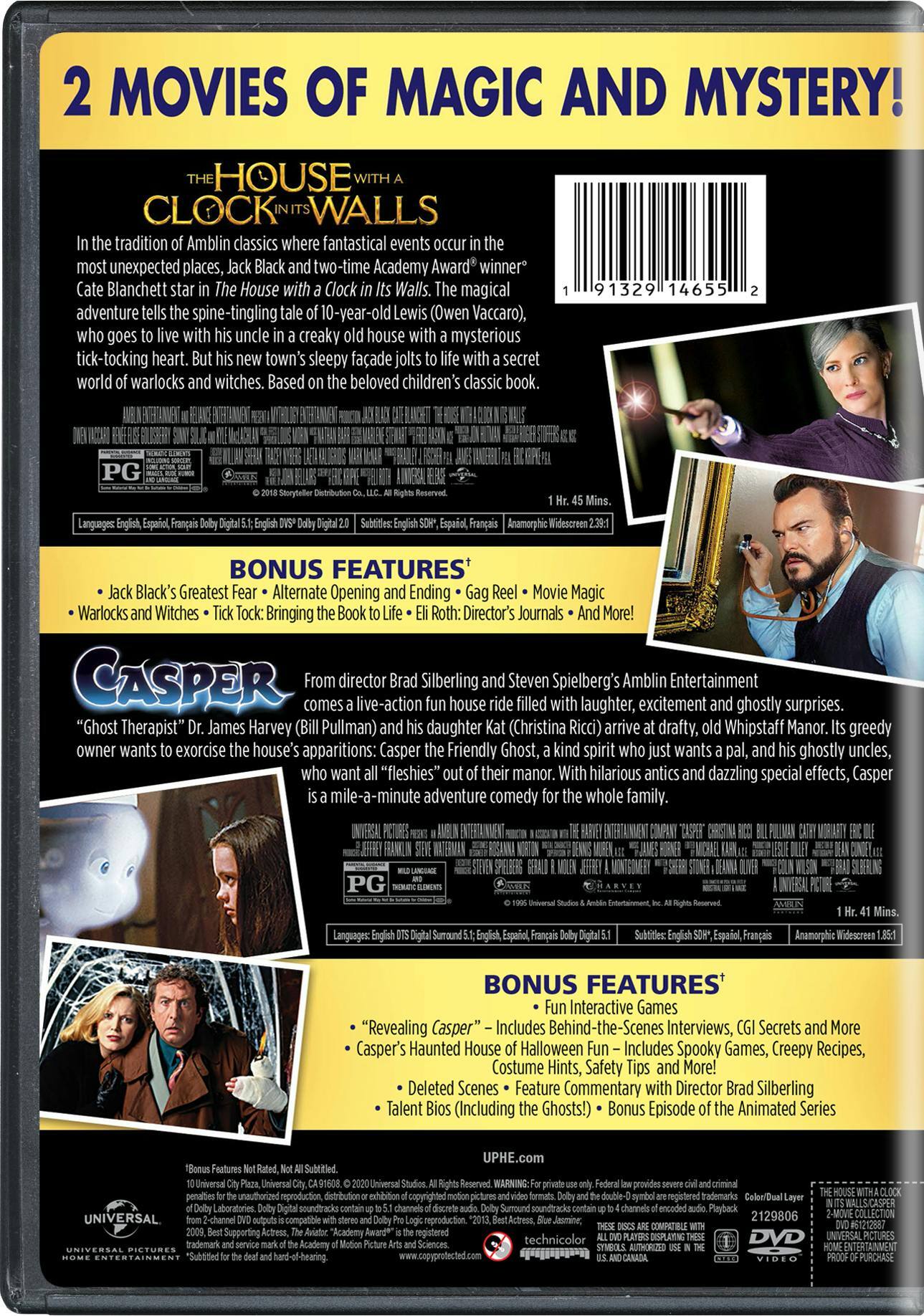 Angle. The House with a Clock in Its Walls/Casper (DVD Double Feature) [DVD].