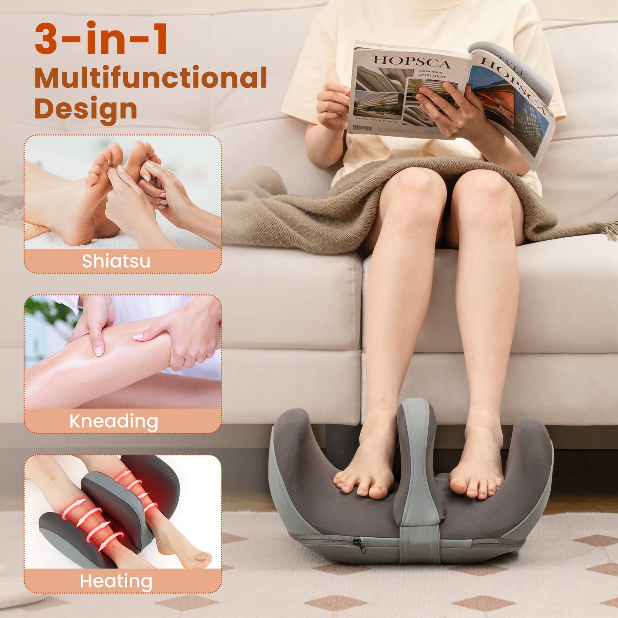 3-in-1 Multifunctional Design

Shiatsu

Kneading

Heating