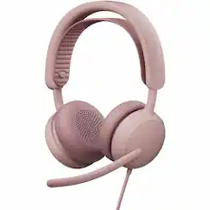 Front. Logitech - Logitech Zone Wired 2 for Business - Noise-Canceling Headset with Adaptive Hybrid ANC, Microsoft Teams Certified, USB-C - Rose.