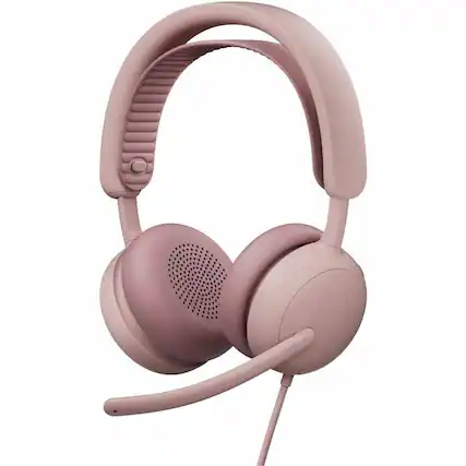 Front. Logitech - Logitech Zone Wired 2 for Business - Noise-Canceling Headset with Adaptive Hybrid ANC, Microsoft Teams Certified, USB-C - Rose.