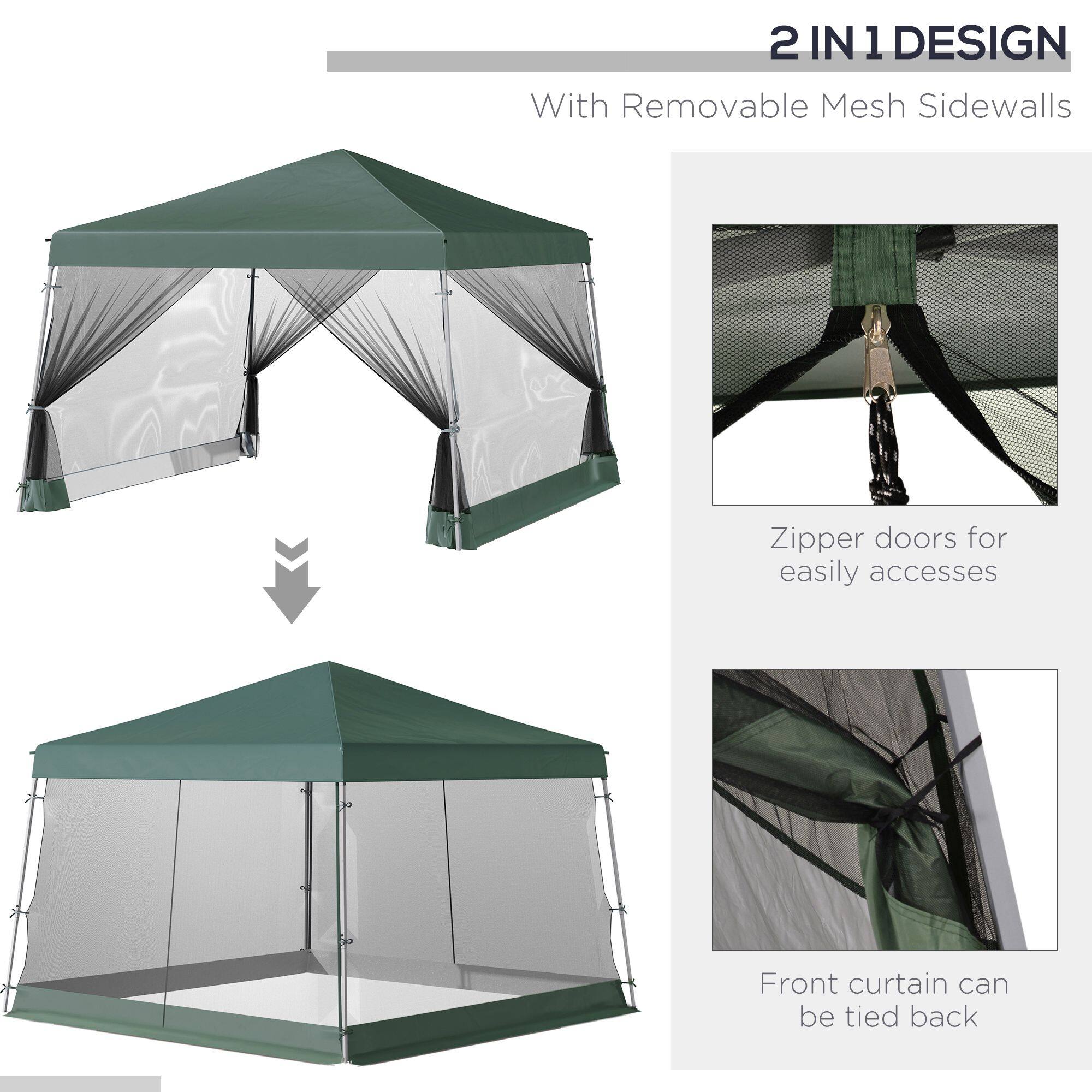 2 IN 1 DESIGN

With Removable Mesh Sidewalls

Zipper doors for easily accesses

Front curtain can be tied back