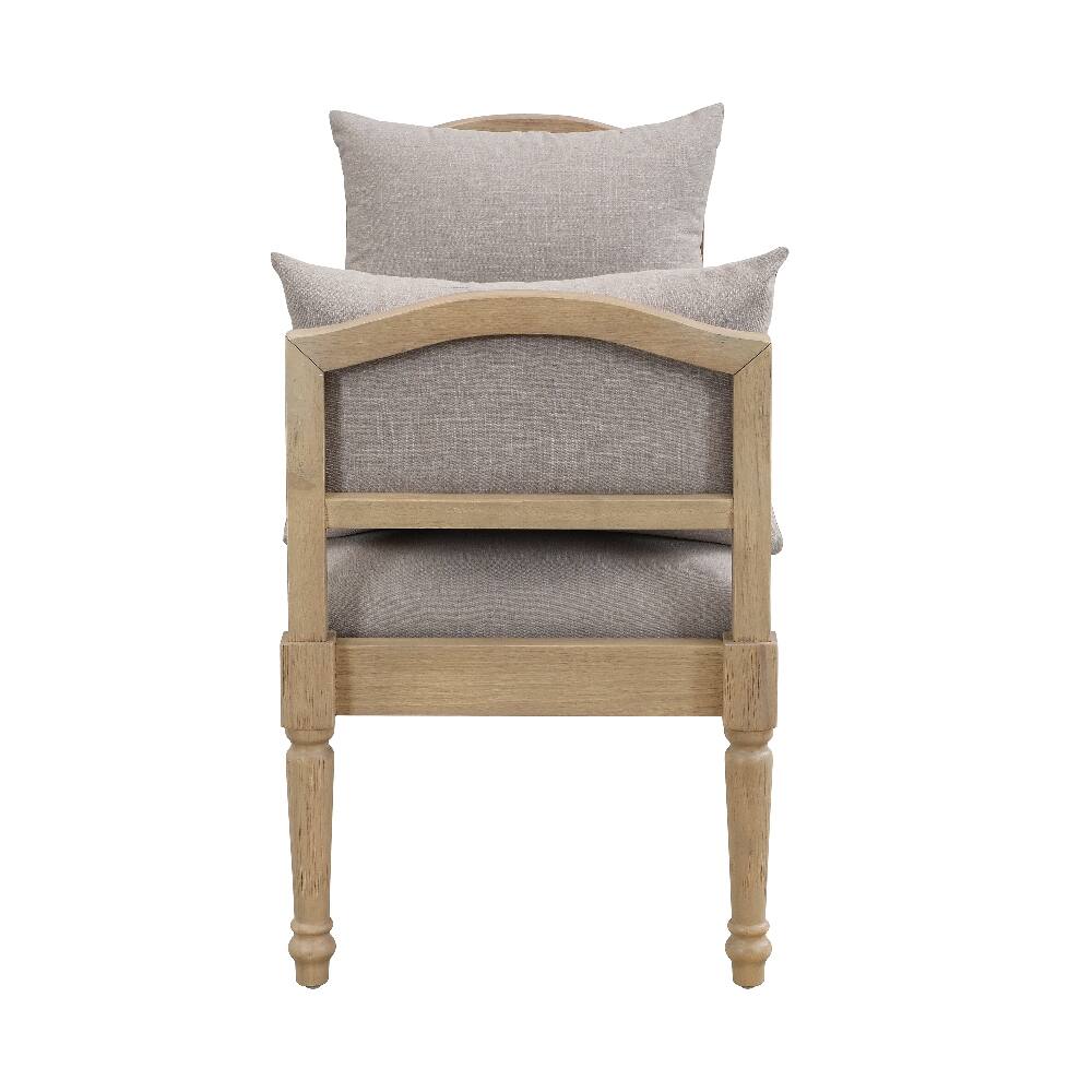 Alt View 4. Ropilly - Ropilly Upholstered Entryway Bench Solid Wood Farmhouse End of Bed Bench with Turned Legs Greige - Greige.