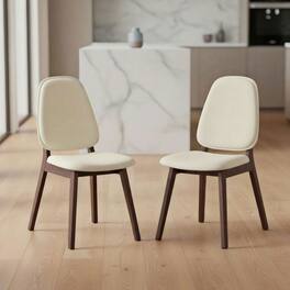 Kadyn - Set of 2 Mid-Century Modern Upholstered Wooden Armless Side Chairs, Brown and - Beige