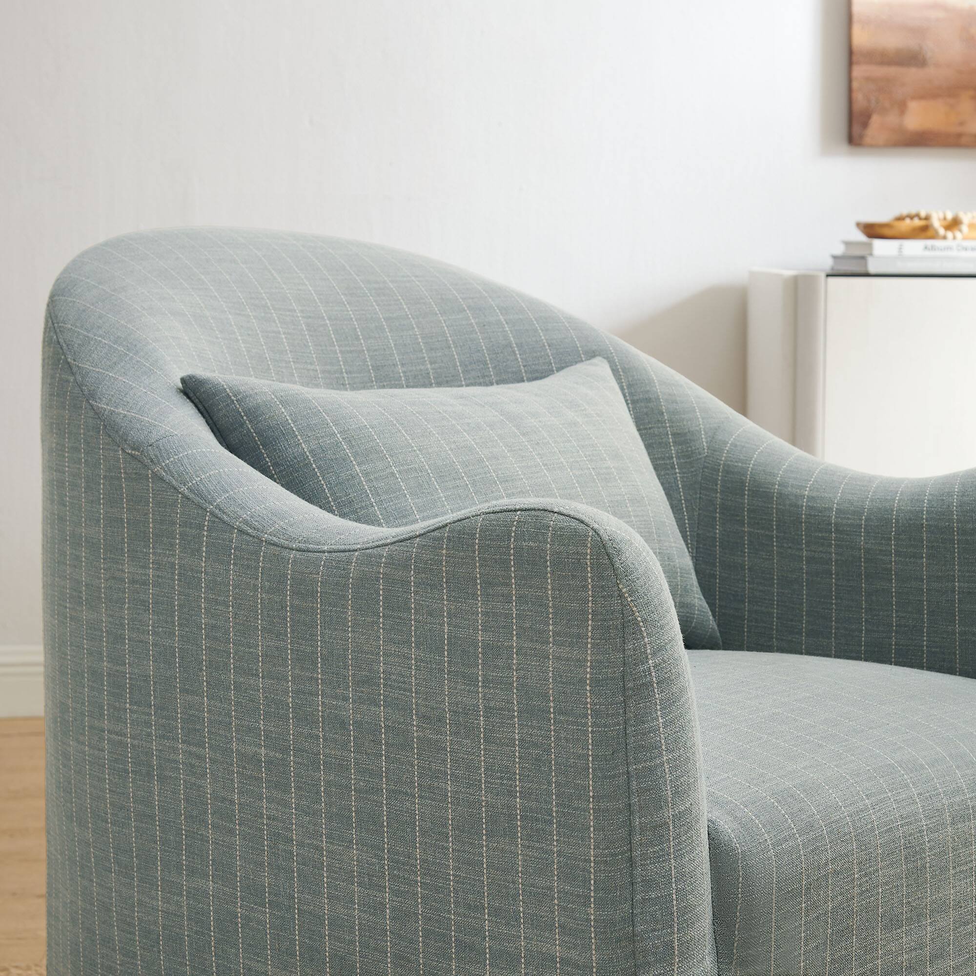 Alt View 1. Modway - Bardot Slipcovered Striped Accent Chair by Modway - Spa Blue Stripe.