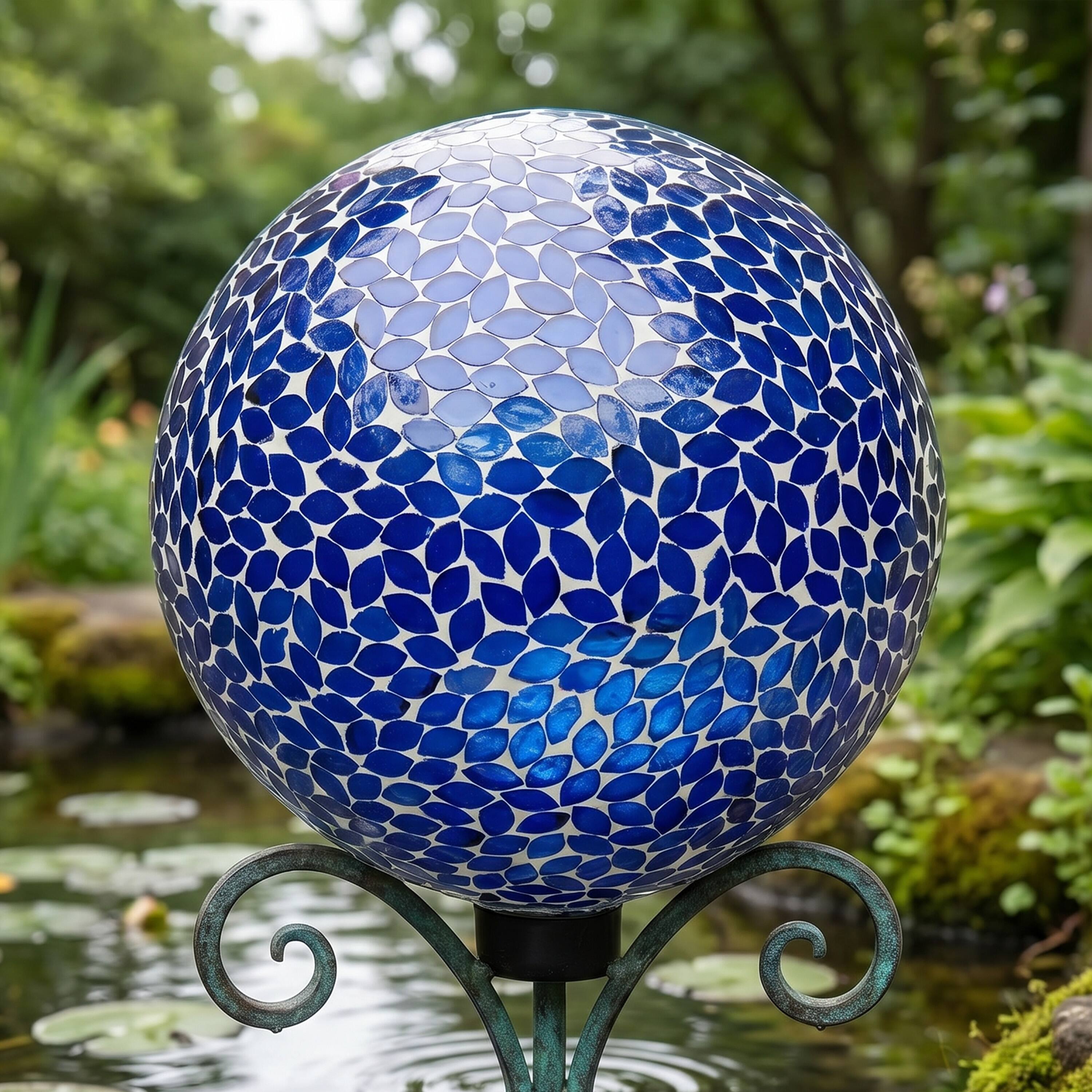 Alt View 4. Sunnydaze - Crackled Glass Mosaic Gazing Globe - 10 in - Lavender.