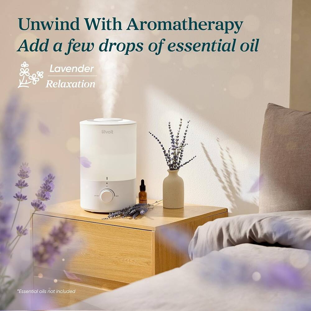 Unwind With Aromatherapy  
Add a few drops of essential oil  

Lavender  
Relaxation  

Essential oils not included