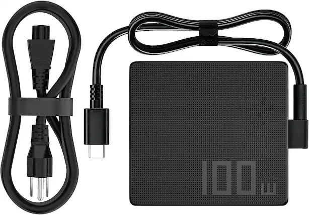 Front. Core Tech - 100W USB-C Laptop Power Adapter with AC Cord - Black.