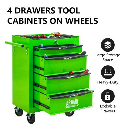 4 Drawers Tool Cabinets on Wheels  
ARTMAN  
Large Storage Space  
Heavy-Duty  
Lockable Drawers