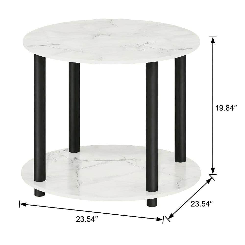 FurniFact - Round Coffee Table with 2-Tier Storage and Simple Design for Home - Marble White price history on PriceWatchPro