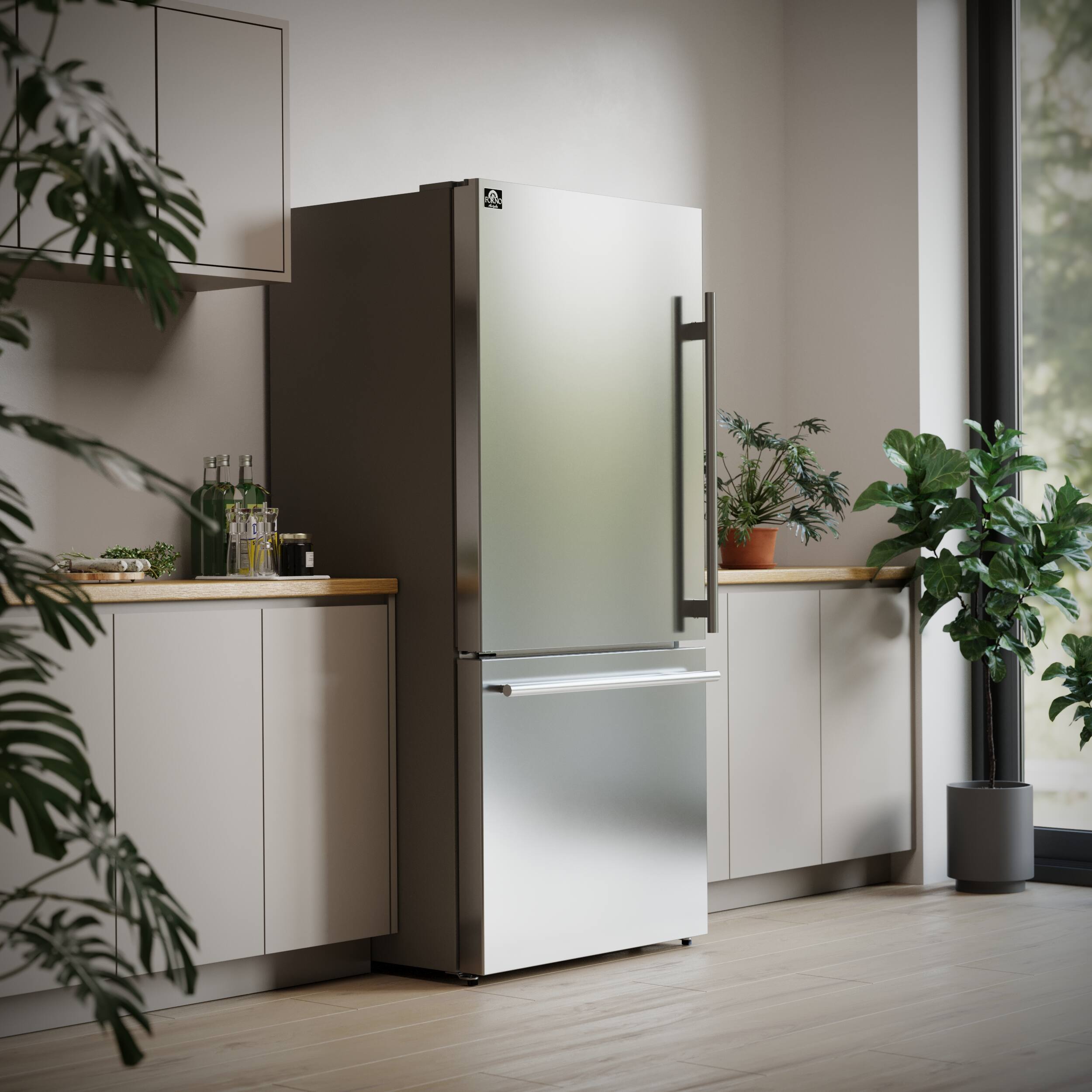 Alt View 12. Forno Appliances - Milano Espresso 17.2 Cu. Ft. Bottom Freezer Refrigerator with Built-In Ice Maker - Stainless Steel.