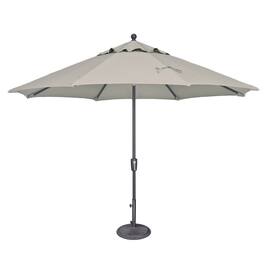 Mondawe - 11' Octagon Patio Umbrella Push Button Tilt Anthracite Frame - Silver
