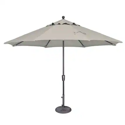 Front. Mondawe - 11' Octagon Patio Umbrella Push Button Tilt Anthracite Frame - Silver.