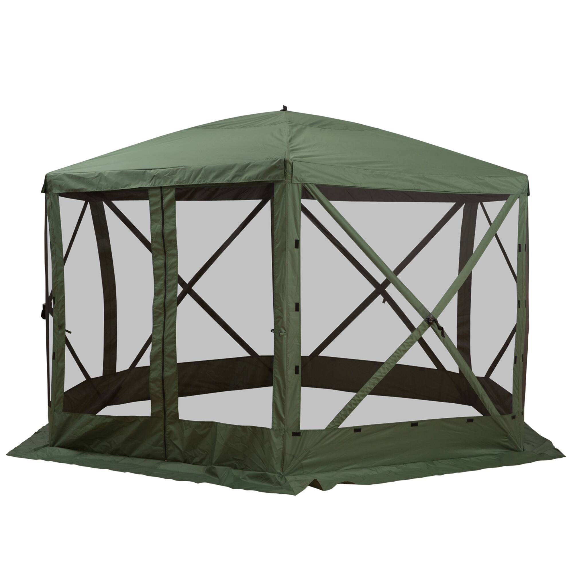 Front. Outsunny - Hexagon Screen House, Pop Up Tent Portable Gazebo Canopy Shelter with Mesh Netting Walls, 12' x 12' - Green.