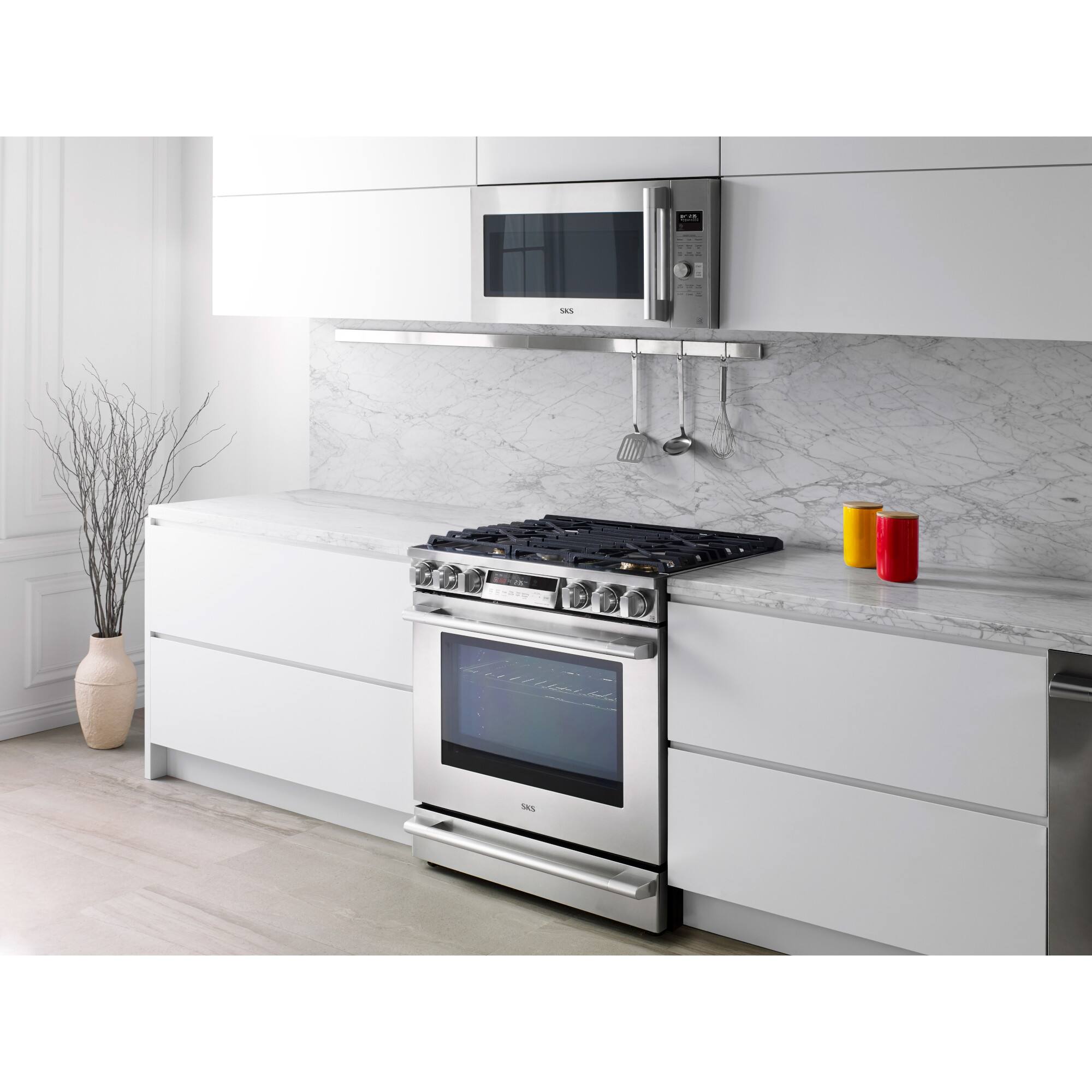 SKS 30 inch 6.3 Cu. Ft. Smart Slide in Gas Convection Range with ...