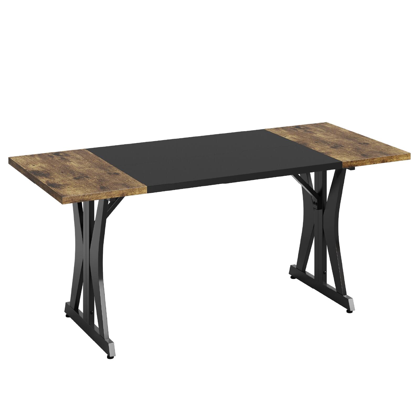 Alt View 4. Bestier - 70" Farmhouse Dining Table, Fits 6-8, Multi-Color for Retro/Modern, Kitchen, Party Desk - Brown.