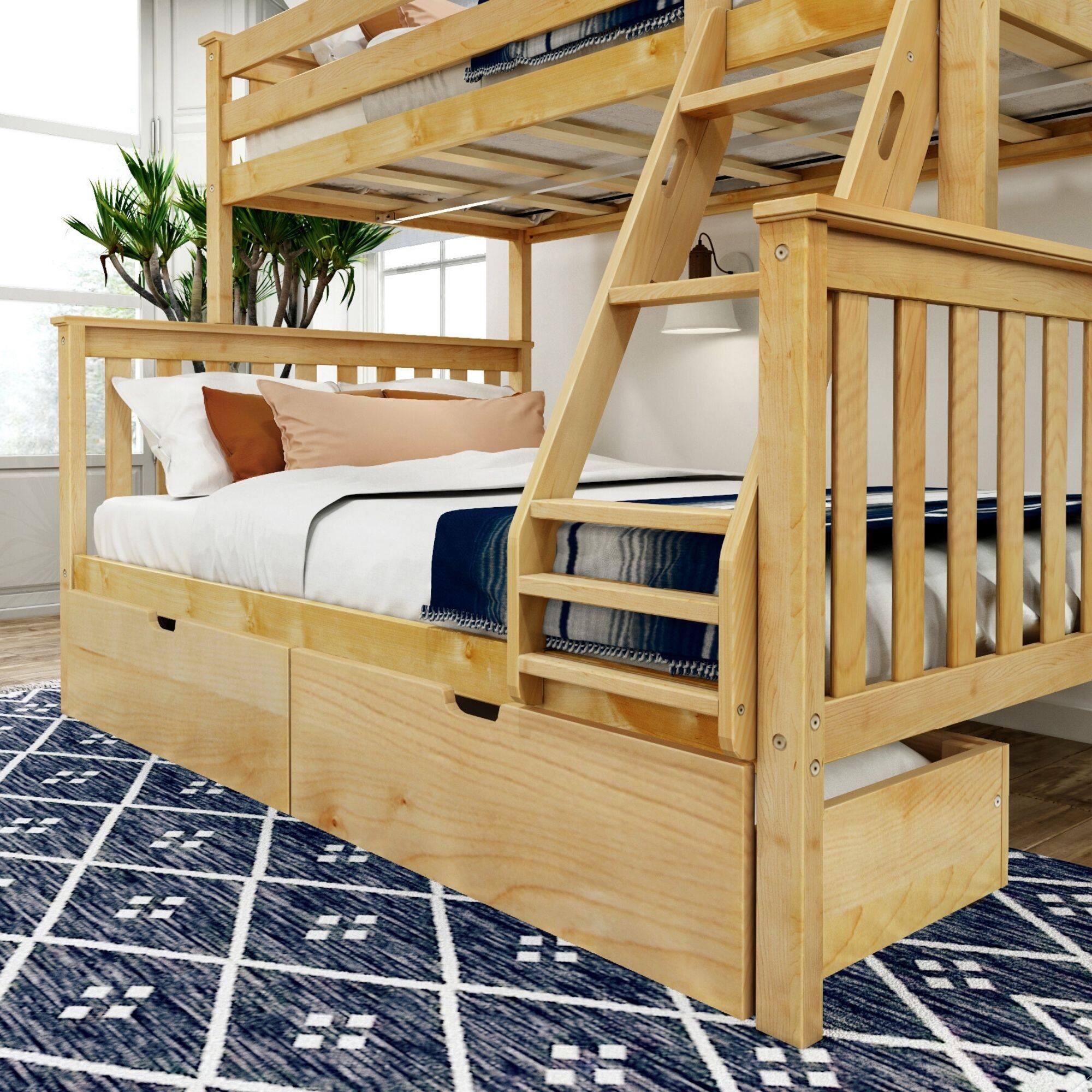Alt View 1. Plank+Beam - Classic Twin over Full Bunk Bed Bed + Underbed Storage, Natural - Natural.