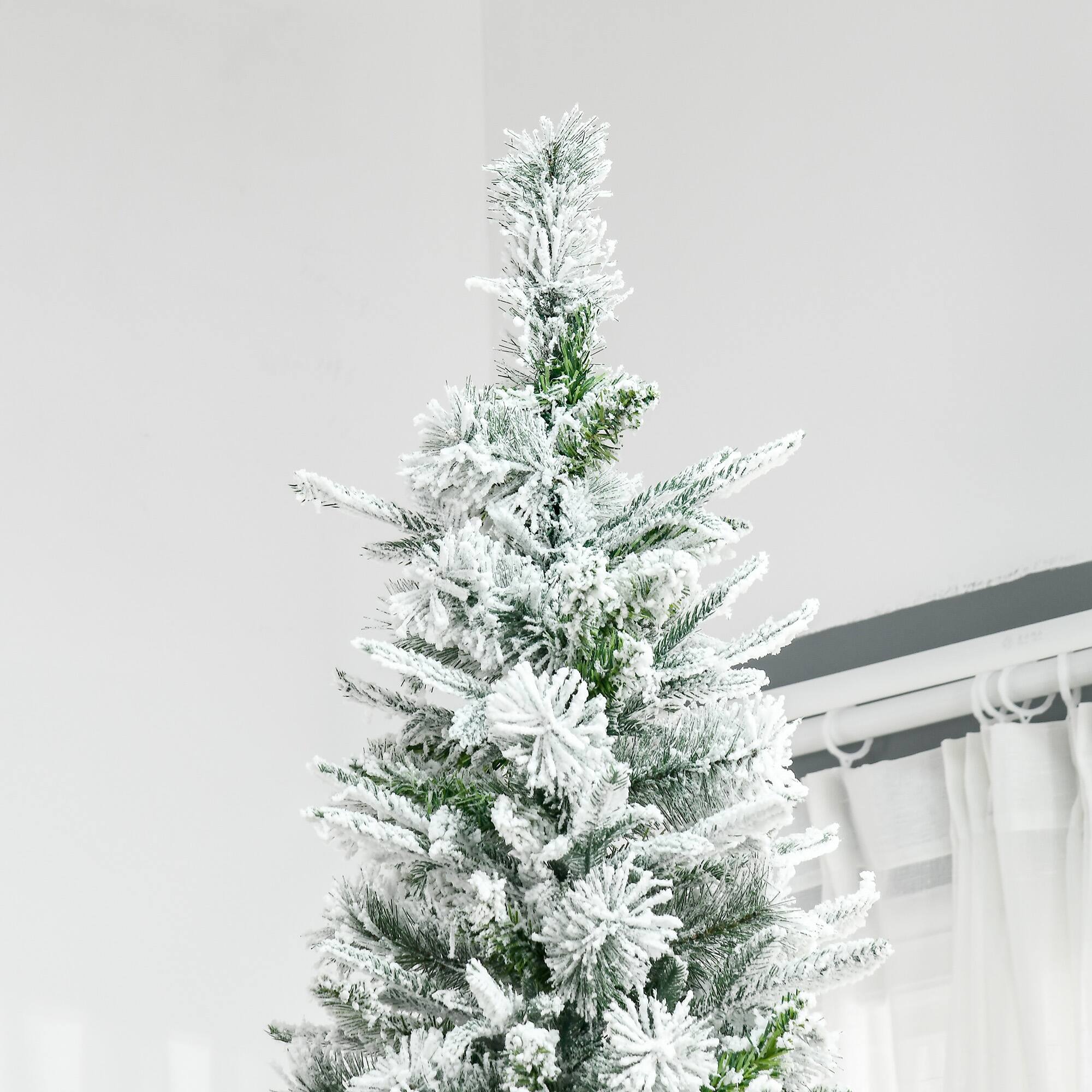 Alt View 7. Homcom - Unlit Snow Flocked Pine Artificial Christmas Tree with Realistic Branches and 1159 Tips - green.