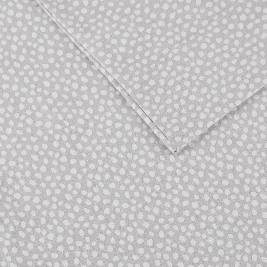 Alt View 5. Gracie Mills - Gracie Mills Persephone Cotton Flannel Sheet Set - Grey Dots.