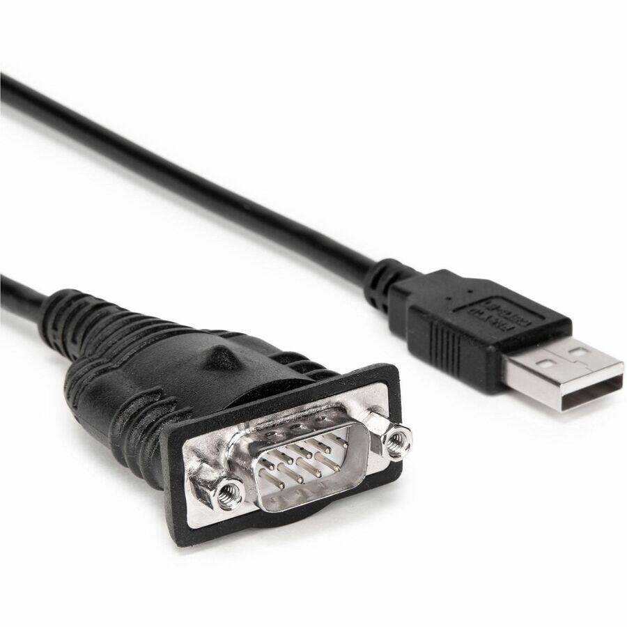 Alt View 2. Rocstor - Rocstor 1 ft USB to Serial Adapter Cable w/ COM Retention - 1 ft Serial/USB Data Transfer Cable for Notebook, Desktop - Black.