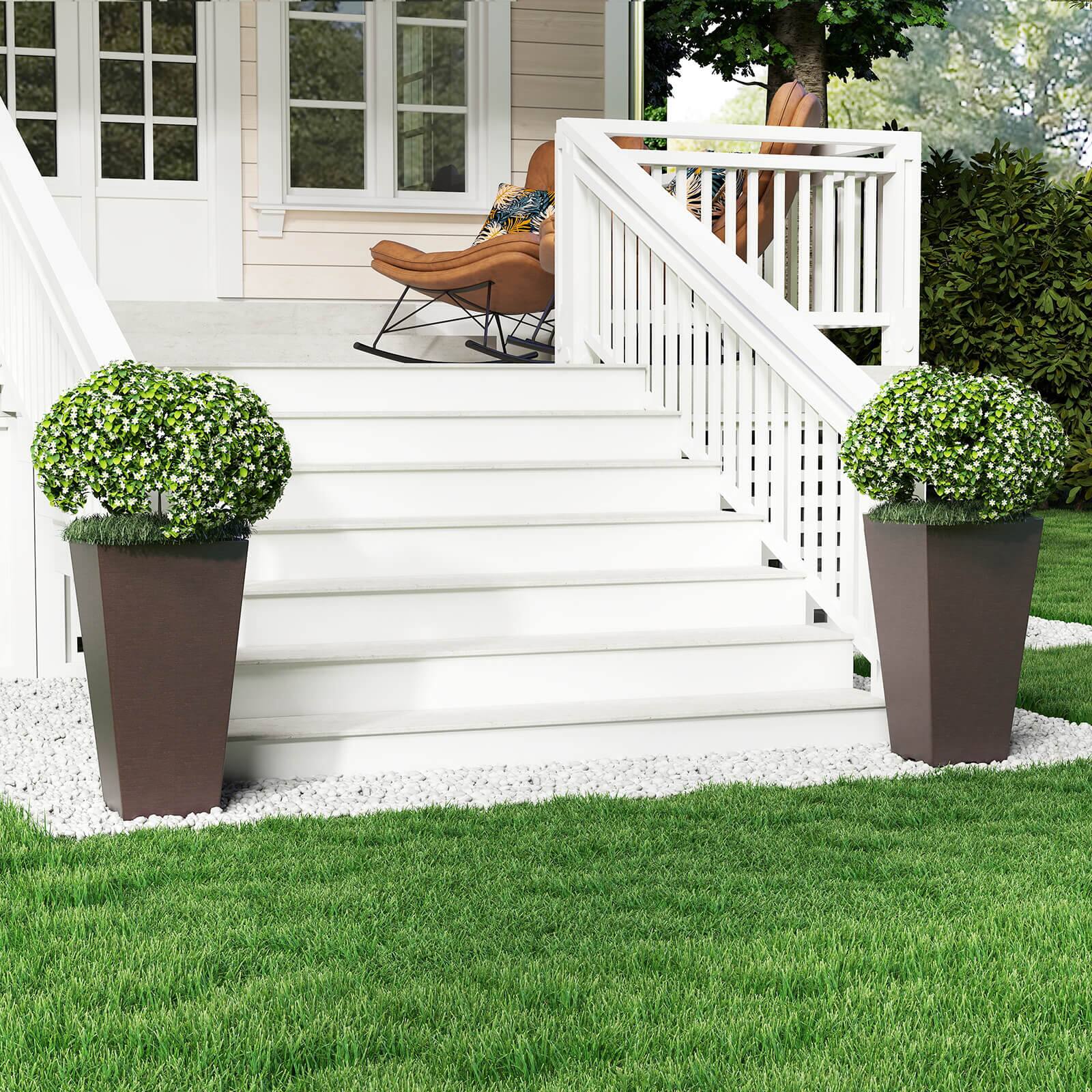Alt View 1. Costway - Costway 22.5" Tall Square Planter Set of 2 with Removable Inner Bucket & Drainage Holes - Brown.